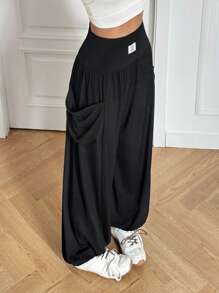 SHEIN EZwear Pantalones harem casuales y deportivos de cintura suelta para mujer