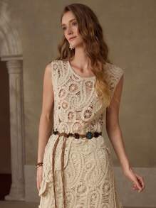 PREMIUM TOP TIPO TIRANTES SEMITRANSPARENTE CON CINTURÓN - Albaricoque - Ver 5