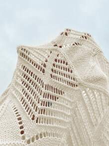 SHEIN LUNE Suéter de punto calado de unicolor casual para vacaciones, otoño e invierno