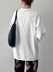 FRIFUL Women's White Ruffled Layered Blouse, Spring/Summer Clothing Long Sleeve Women Tops - White - View 5