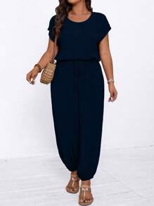 SHEIN LUNE Tutina corta monocolore e di moda per l'estate, in taglie oversize