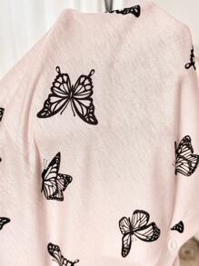 SHEIN Maternity Butterfly Dresses - Pajama, Pajama Dress, Loungewear, Nightgown, Robe, Sleepwear, Underwear & Sleepwear, Pajama Set - Apricot - View 8