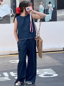 Dazy Kids Tween Girl Denim Set, Summer - Blue - View 5