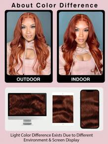 ALL READY WIG Pre Plucked Pre-Cut Lace 4x4 Glueless Lace Closure Wig 100% Human Hair Reddish Ginger Brown Body Wave Wig 9AM HAIR Halloween Costumes - S33D - View 7