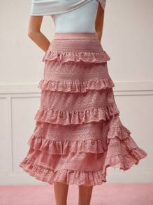 MOTF PREMIUM JUPE À VOLANTS À OURLET SUPERPOSÉ, SAINT-VALENTIN