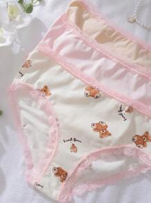 少女对比色蕾丝可爱内裤