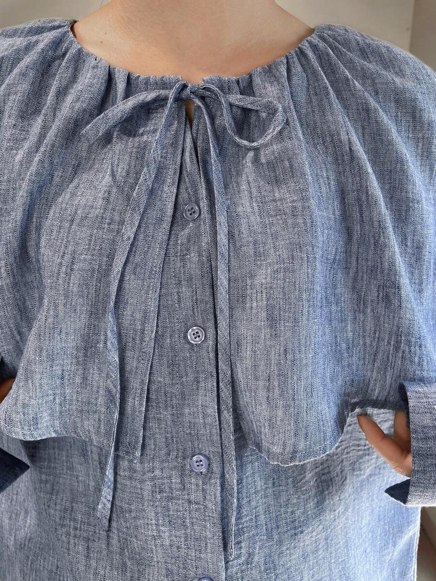 FRIFUL Blouse ample à col volant pour femmes, Top à manches longues pour le printemps et l'été