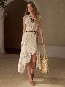 PREMIUM TOP TIPO TIRANTES SEMITRANSPARENTE CON CINTURÓN - Albaricoque - Ver 4