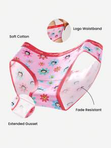 LUVLETTE BETTY BOOP X LUVLETTE Set de lenjerie intimă pentru femei Airy Cotton Basics cu talie înaltă, pachet de 2 buc.