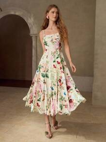 MOTF PREMIUM 花卉印花吊带连衣裙