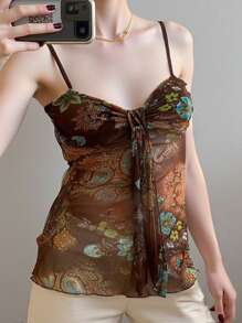 INAWLY Women's Camisole Sheer Strap Top, Fashionable For Summer