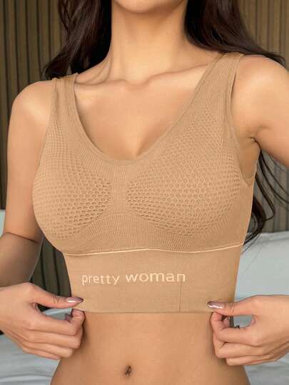 DAZY 女士优雅无缝印花运动胸罩，露背设计