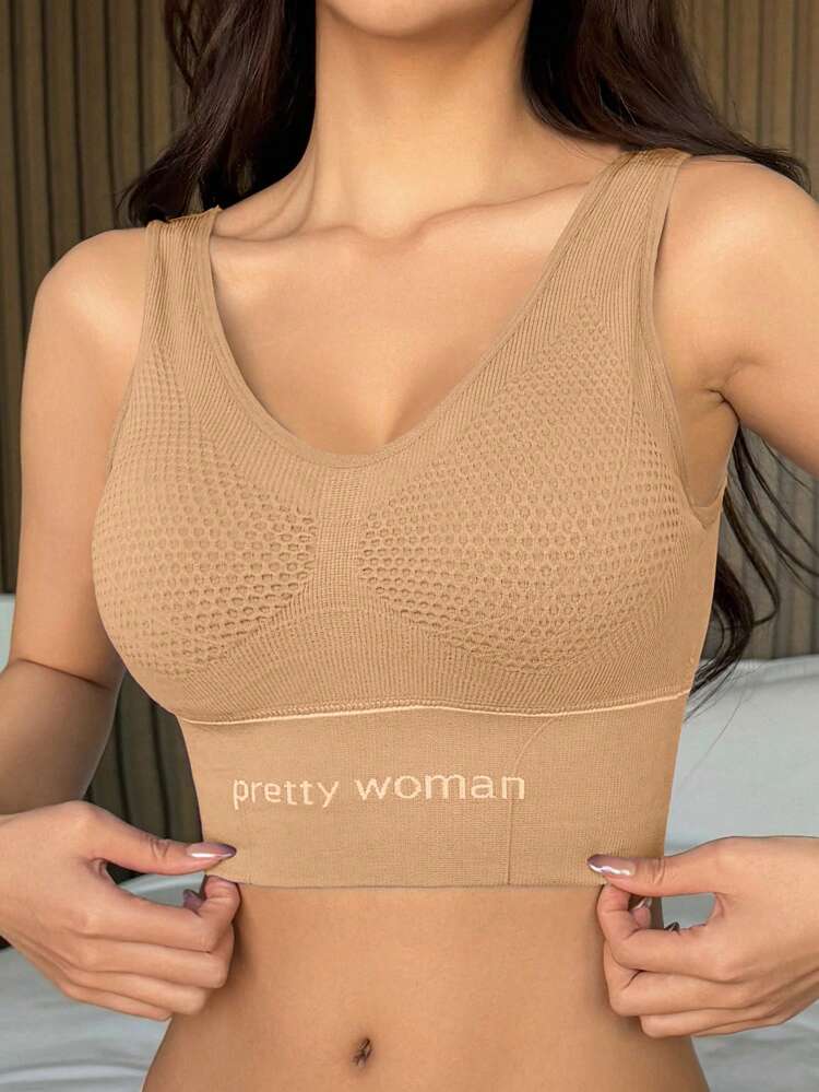 Women Elegant Seamless Printed Sports Bra, Backless Design Lingerie For Women