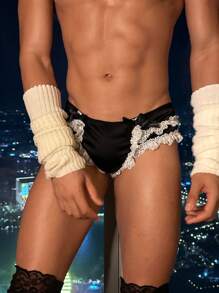 DrisQ Culotte g-string en satin et dentelle de femme de chambre, sexy, lingerie unisexe
