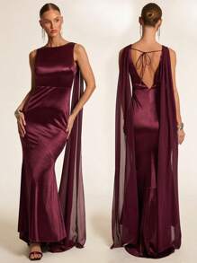 Glamine Đầm Maxi Dài Bốn Mùa Cho Nữ, Đầm Dạ Hội Thanh Lịch, Đầm Dự Tiệc Cho Nữ, Đầm Dạ Hội Cho Nữ, Đầm Maxi Cho Nữ, Đầm Mùa Hè Cho Nữ - Màu Đỏ Sâu - Xem 3