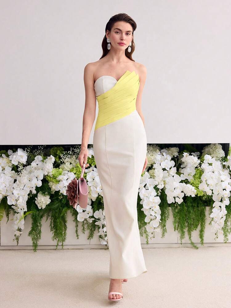 MOTF Soiréza BIAS CUT COLORBLOCK DRESS