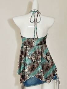 SHEIN ICON بلوزة أنيقة ذات طبعة نمر بسيطة وجذابة، مناسبة للصيف