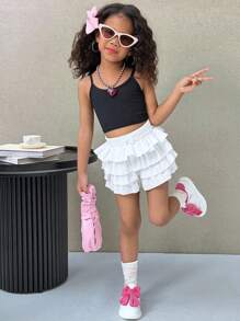 Maija Kids Maija Kids Young Girl Woven Solid Color Fitted Casual Shorts