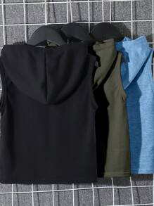 SHEIN 3pcs Sleeveless Casual Tank Top Set For Kids, Black/White/Gray - Multicolor - View 2