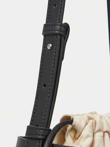 SHECARRY 女士时尚优雅百搭黑色 PU 单肩包，肩带长度可调节 - 黑色 - 查看 5