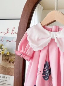 LMoss Kids 可爱夏日粉色碎花泡泡袖娃娃裙，适合女宝宝 - 彩色 - 查看 6