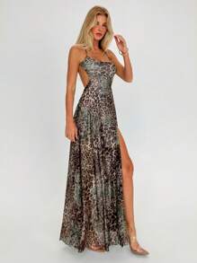 Aloruh Abito con stampa leopardata per vacanze