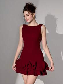 Poshira Women's Short Knit Sleeveless Backless Cutout Cocktail Party Dress, Prom Dress