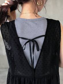 FRIFUL 女士黑色连体连衣裙，无袖露背系带夏季长款连衣裙 - 黑色 - 查看 5