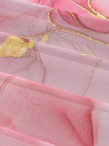 SHEIN MOD 褶皱腰部不对称下摆扎染彩色魅力多功能 A 字裙粉色、狂欢、音乐会、毕业、浪漫、春季、节日、派对、飘逸、茶会、舞会、俱乐部、单身女郎、风骚裙