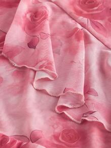 SHEIN MOD Abito oversize elegante con stampa floreale e volant asimmetrici sul fondo