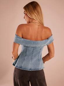 SHEIN Forever 21 Spring & Summer Women Off Shoulder Denim Top