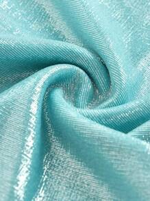 SHEIN MOD 女士优雅浪漫荷叶边领衬衫，金色 - 适合派对和庆典派对女士连衣裙吊带背心上衣 - 薄荷藍 - 查看 4