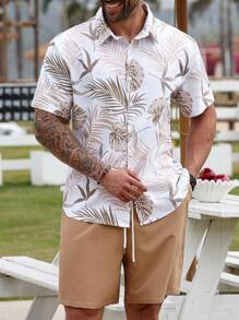 Manfinity Homme 男士加大码沙滩衬衫套装是送给男朋友或丈夫的绝佳礼物。这款衬衫套装采用夏威夷海滩椰子树休闲度假衬衫和短裤套装，采用亲肤透气面料制成，非常适合夏威夷海滩度假。，舒适的服装 - 彩色 - 查看 4