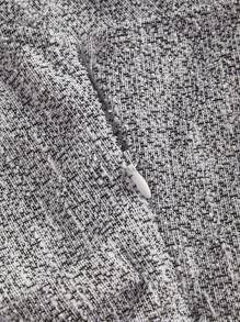 SHEIN MOD Summer Elegant Tweed V-Neck Halter Pearl Button Romper - Black and White - View 4