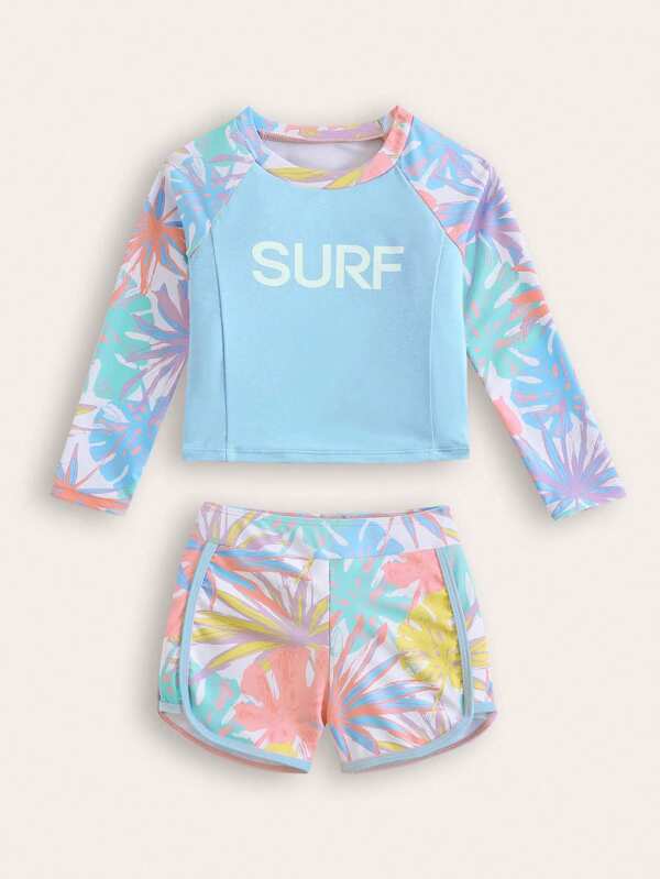 SHEIN New Fashion Young Girl Graphic Printed Long Sleeve 2 Pieces Set
