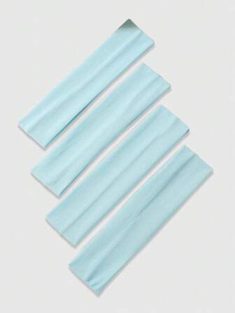 Kawaii 4 piezas Diademas azul sólido simples, de uso casual y deportivo para niñas