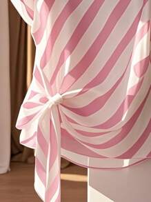 Franclia Chemise décontractée avec fente et nœud papillon pour femmes, col rond, sans manches, pour vacances, printemps/été