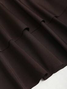 Sweetra Latest Style Halter Neck Spiral Metallic Decor Waisted Flared Mini Dress