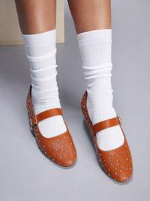 CUCCOO GRLICON Giày bệt phong cách Y2K dành cho nữ, phù hợp với phong cách Punk, Biker, cô gái cá tính, Halloween, Giáng sinh, trang phục dự tiệc - màu nâu - Xem 3