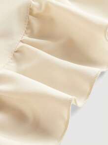 SHEIN MOD Váy xếp nếp viền màu mơ cỡ lớn cho nữ Váy xếp lớp màu đen cổ điển - Màu be - Xem 4