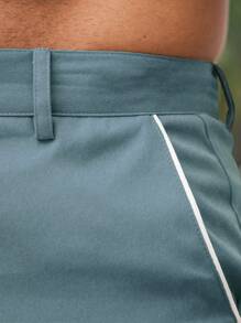 Manfinity Homme 男士纯色口袋休闲百搭短裤 - 霧霾藍 - 查看 5