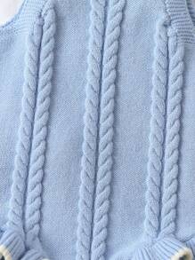 Baby Girl Ruffled Edge Knit Romper - Baby Blue - View 6