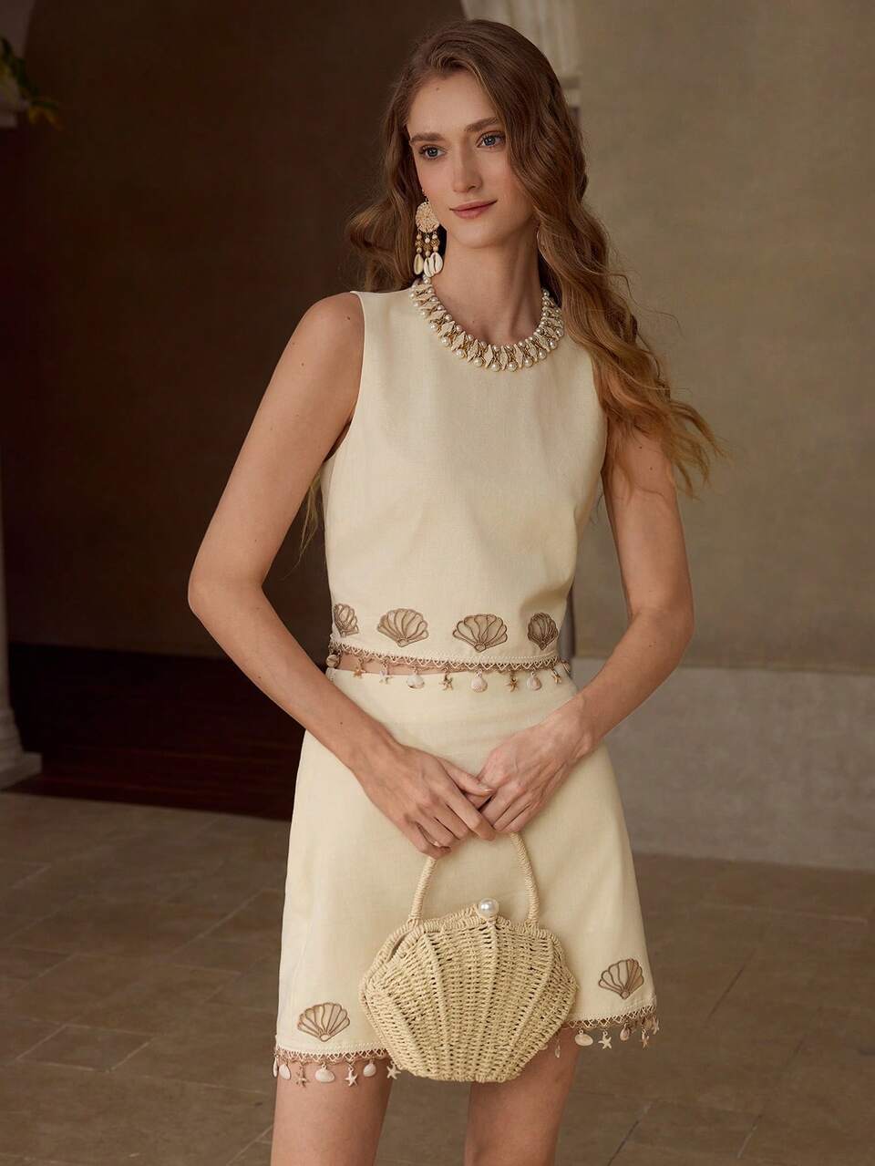 MOTF LINEN EMBROIDERY SKIRT