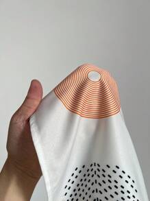 Maweii Váy ngắn chữ A in hình tròn cỡ lớn cho nữ, thường ngày, xếp ly ngực, áo len cardigan tay ngắn - Nhiều màu - Xem 6