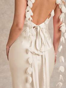 SHEIN BAE 夏季海滩度假 3D 纯色 马卡龙色 柔和色 粉色 针织超长修身婚纱 伴娘服 鸡尾酒会礼服 约会礼服 派对礼服 学校季节礼服 节日礼服 生日礼服 夜间外出礼服 情人节服装 女士夏季服装/春季服装/情人节服装/狂欢节/海滩度假服装，女士夏季连衣裙 - 杏色 - 查看 3