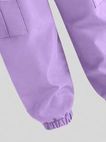 SHEIN Sparklyn Bộ quần túi hộp và áo phông in chữ thường ngày mùa hè cho bé gái tuổi mới lớn - Nhiều màu - Xem 8