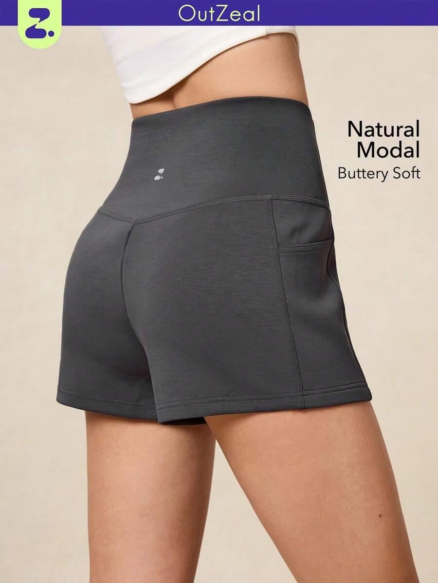 OutZeal Pantaloncini sportivi da donna modello morbido, con tasche, vita alta, per yoga e attività all'aperto