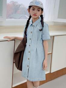 DAZY Tween Girl Denim Pinafore Dress,Girls Summer Outfits,Back To School Clothes - Light Wash - View 2