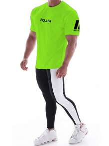 Gym Rark Áo thun thể thao cổ tròn tay ngắn in chữ cho nam, mùa hè, áo chạy bộ tập luyện thoáng khí - màu xanh lá - Xem 4