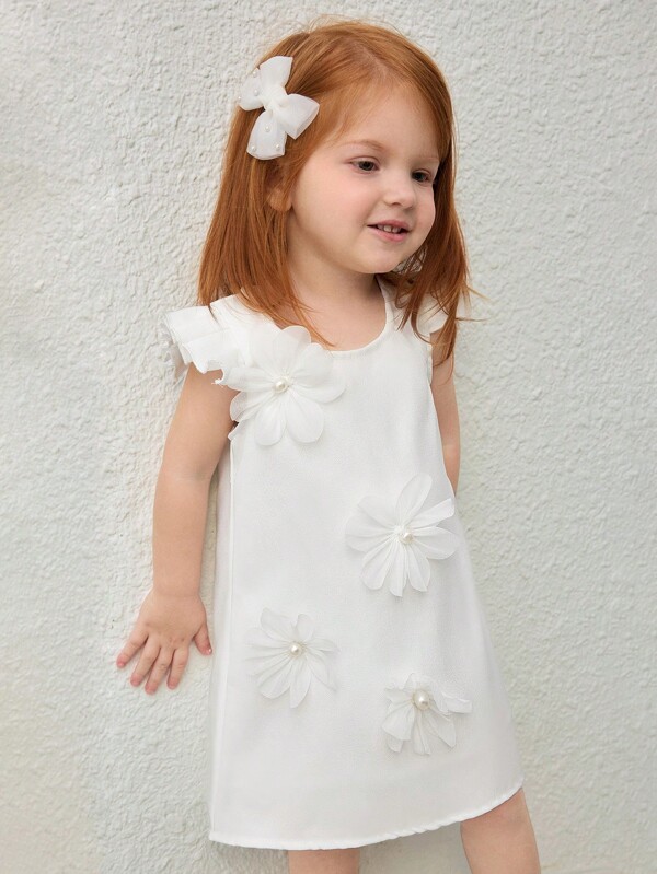SHEIN Playful Pals Baby Girls Spring/Summer Elegant Wedding Flower Girl Birthday Party Princess Organza Flower Decor Dress Simple Toddler Girl Dresses Kids Dresses For Toddlers Princess Dress For Girls Baby Girls Dresses Baby Clothes For Girls Baby Girls Dresses Baby Girl Baby Girls Dresses